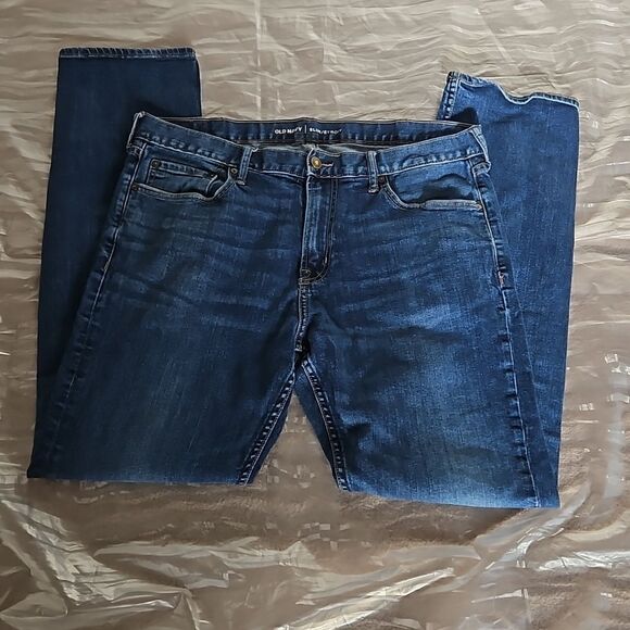 Old Navy Men Slim Fit Jeans 36×34 Dark Blue Washed - Picture 15 of 16